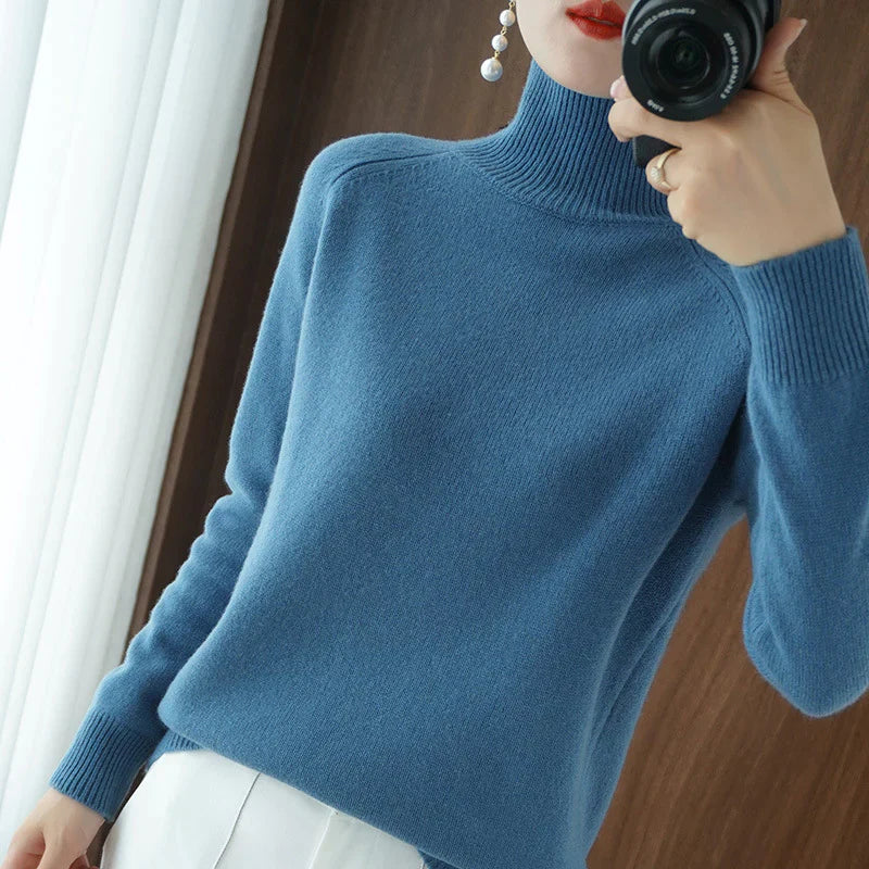 🔥Black-Friday-Mega-Angebot – 50 % Rabatt!🔥Einfarbiger Kaschmir-Strickpullover mit Rollkragen