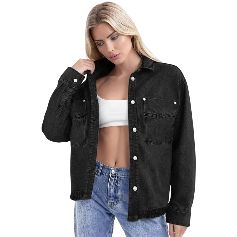 đâď¸ Vintage-Waschung Denim Hemd fĂźr Damen â Locker & Mit Schlitz, Perfekt fĂźr FrĂźhling & Sommer
