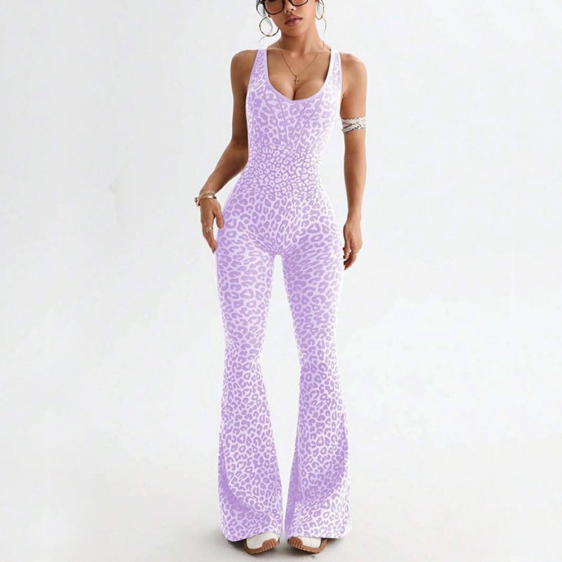 🧘♀️ Damen Jumpsuit – Leopard Print, Cross-Back, Ärmellos, Fitness & Yoga📦Kostenloser Versand🔥