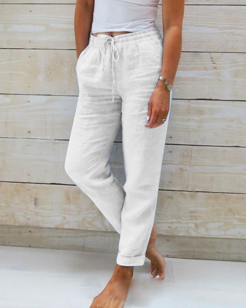 👖 50% RABATT! 🌿 Damenhose aus Baumwolle & Leinen mit Elastischem Bund – Bequem, Atmungsaktiv & Lässiger Look 🥰