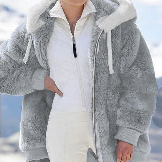 🎅Heiße Rabatte 50 % RABATT🔥Kapuzen-Fleecejacke mit Lammfellfutter🐑