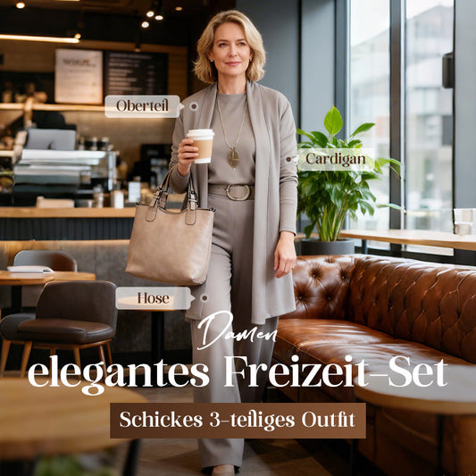 3-teiliges Set aus Longline-Cardigan, Top & Hose