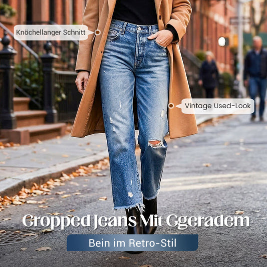 Damen-Retro-Cropped-Straight-Leg-Jeans