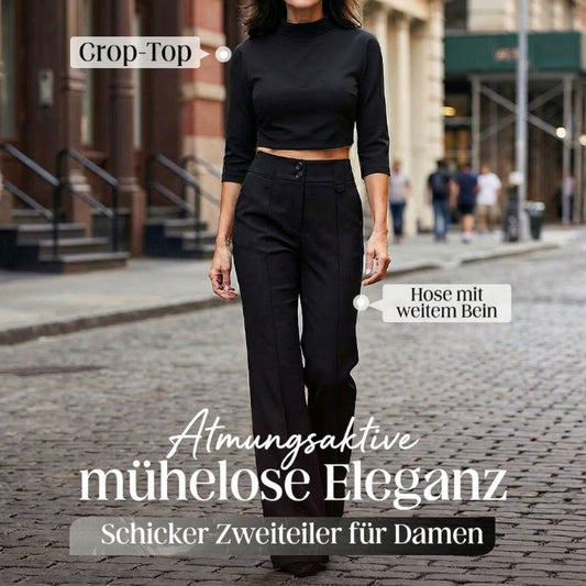 💃LETZTER TAG 50 % RABATT!!✨Elegantes Set aus bauchfreiem Top und Hose mit weitem Bein für Damen