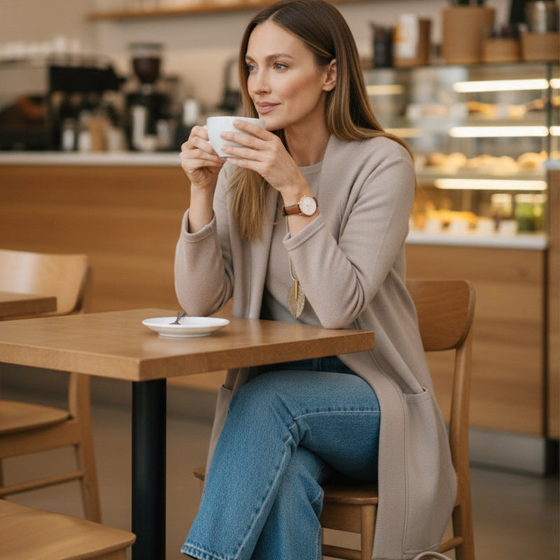 3-teiliges Set aus Longline-Cardigan, Top & Hose