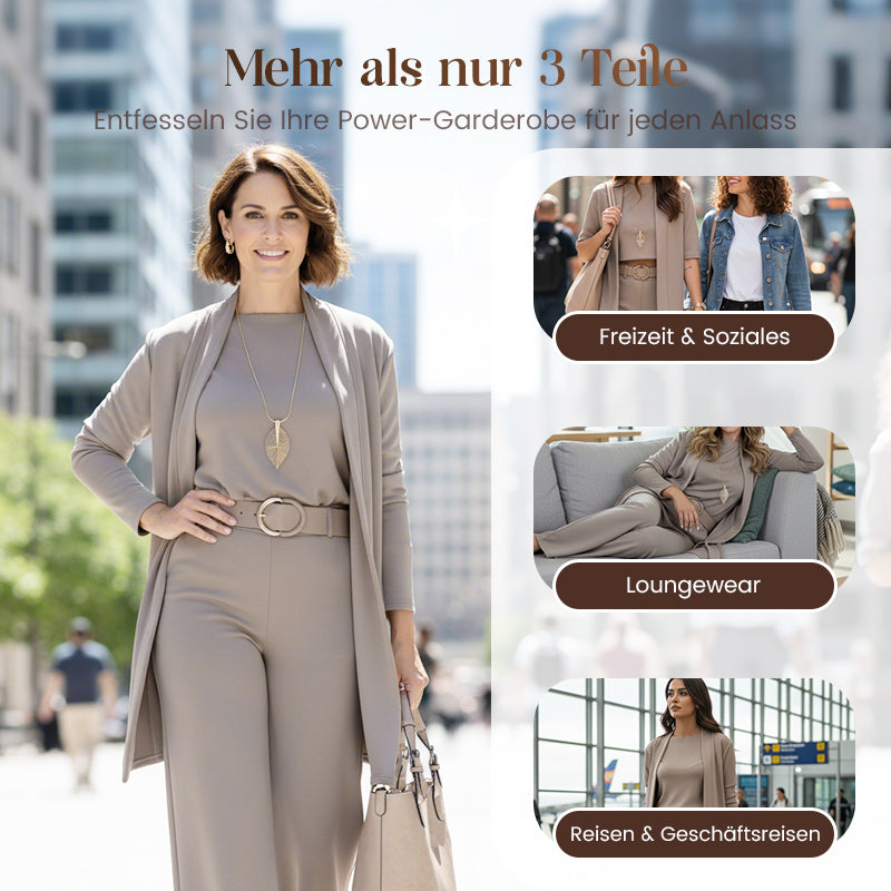 3-teiliges Set aus Longline-Cardigan, Top & Hose