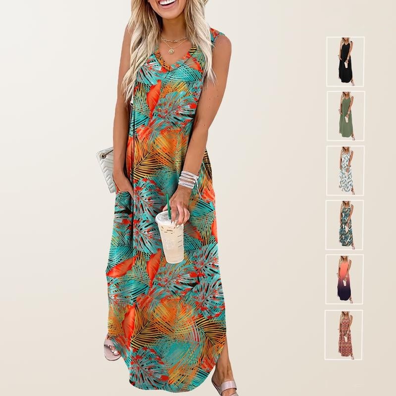💖LETZTER TAG 60% RABATT💖Sommer Maxikleid: Urlaub-Strandkleid mit Taschen