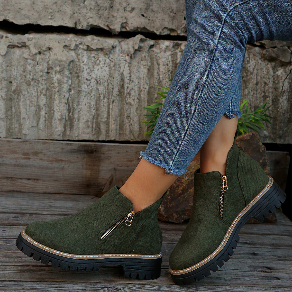 ⌛ Nur noch 3 Tage – 50 % auf alles! ⏰🥾Damenschuhe mit runder Spitze und Reißverschluss, für alle Fußformen geeignet