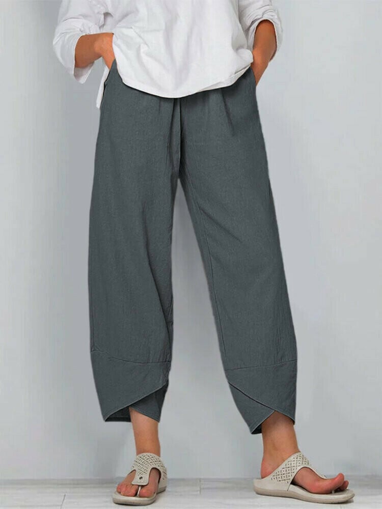 Vintage  asymmetrische elastische Taille Hosen