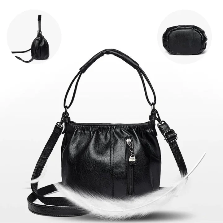 Damen Plissee-Handtasche aus weichem Material – Vielseitig tragbar als Hand-, Schulter- oder Umhängetasche 👜✨