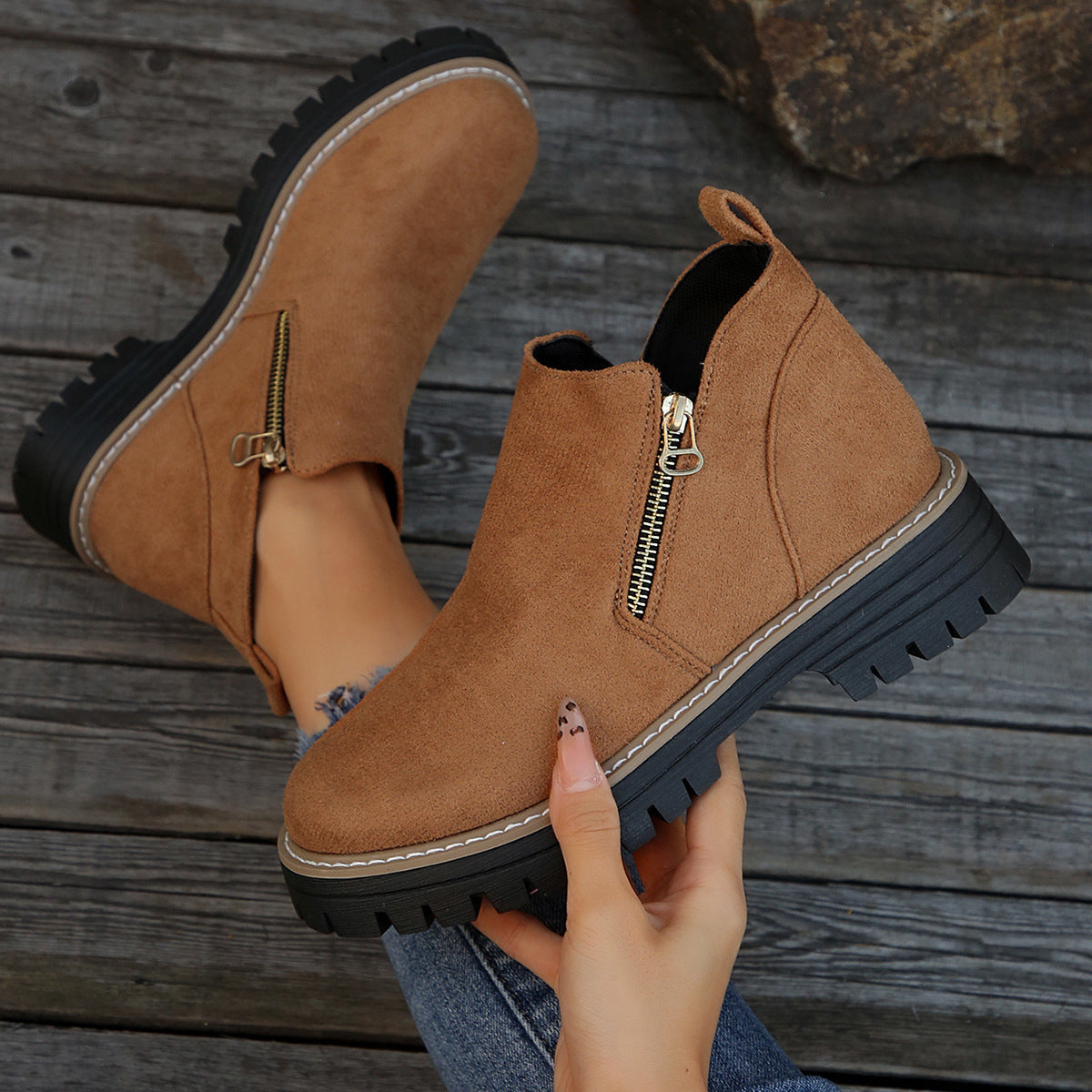 ⌛ Nur noch 3 Tage – 50 % auf alles! ⏰🥾Damenschuhe mit runder Spitze und Reißverschluss, für alle Fußformen geeignet