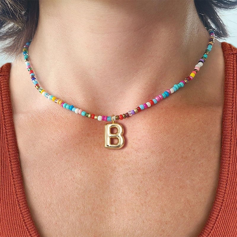 🌈LETZTER TAG DER AKTION – 50 % RABATT🎨 Buchstaben-Perlenkette für Damen🔤A-Z