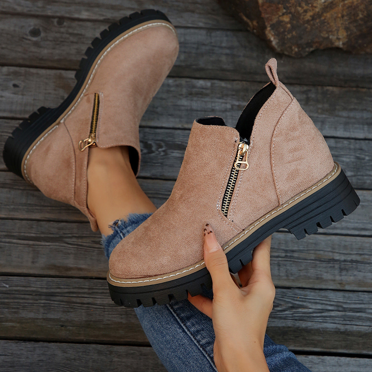 ⌛ Nur noch 3 Tage – 50 % auf alles! ⏰🥾Damenschuhe mit runder Spitze und Reißverschluss, für alle Fußformen geeignet
