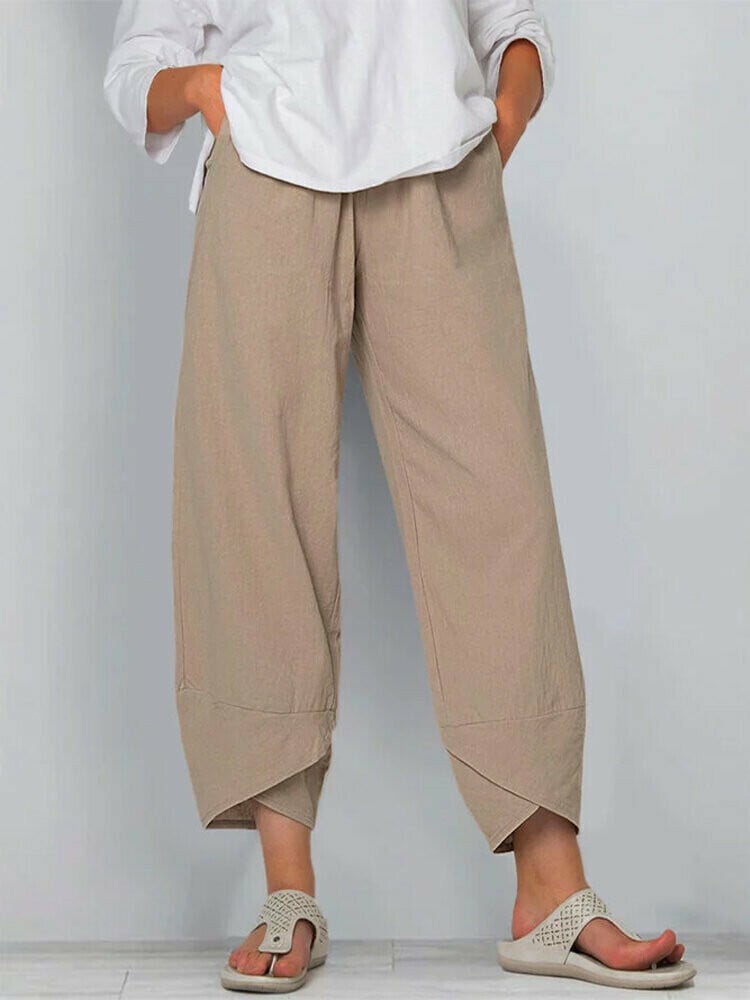 Vintage  asymmetrische elastische Taille Hosen