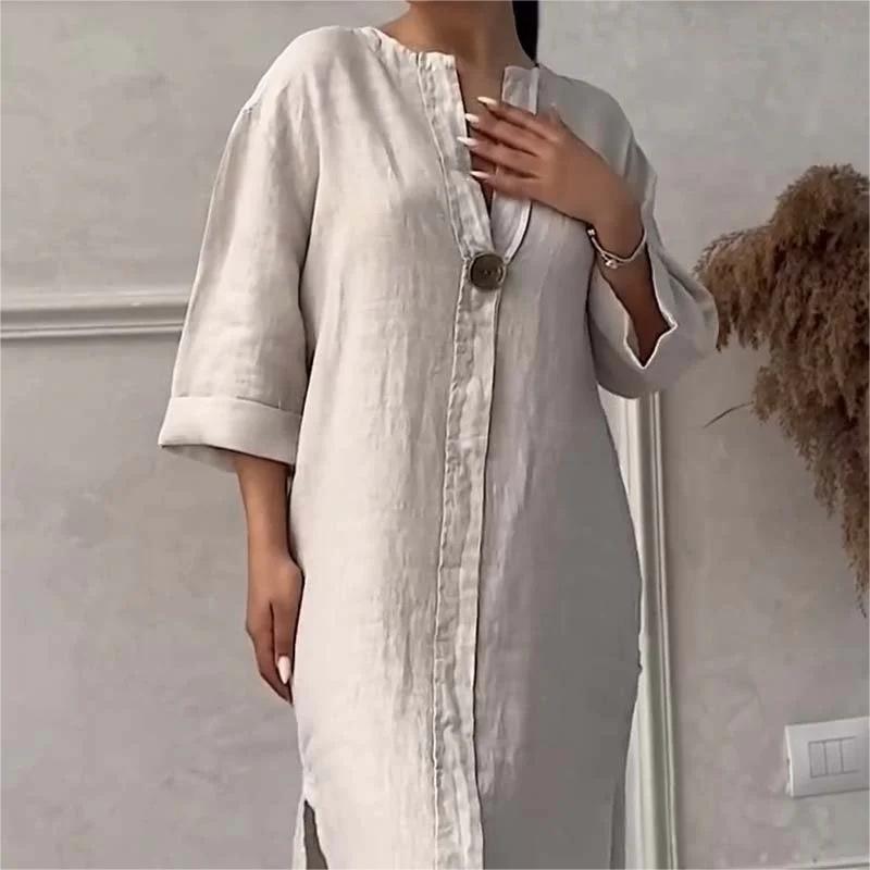 👗Lässiges, atmungsaktives Kleid in Volltonfarbe