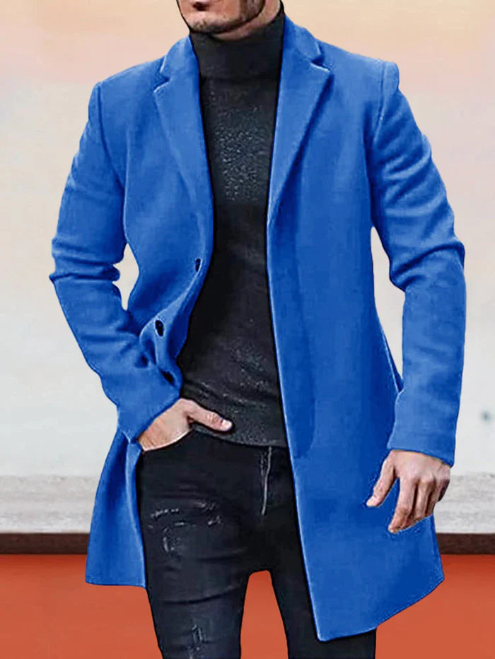 Herren einreihige einfarbige Jacke mit Schnalle