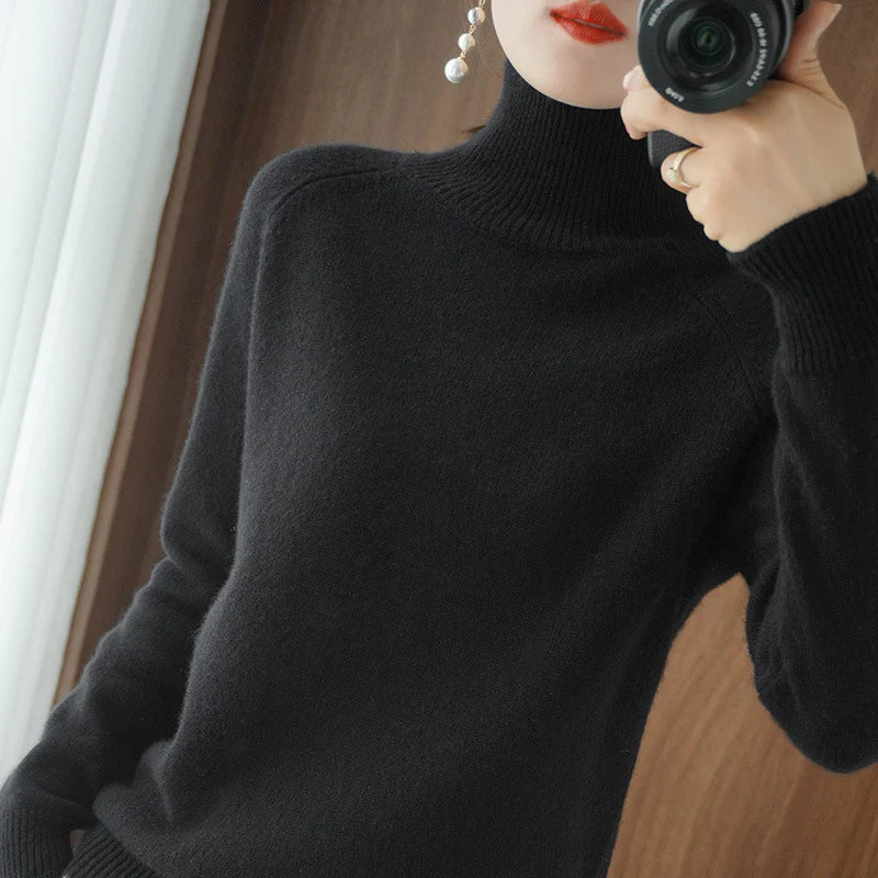 🔥Black-Friday-Mega-Angebot – 50 % Rabatt!🔥Einfarbiger Kaschmir-Strickpullover mit Rollkragen