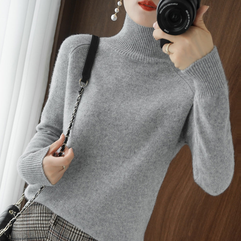 🔥Black-Friday-Mega-Angebot – 50 % Rabatt!🔥Einfarbiger Kaschmir-Strickpullover mit Rollkragen
