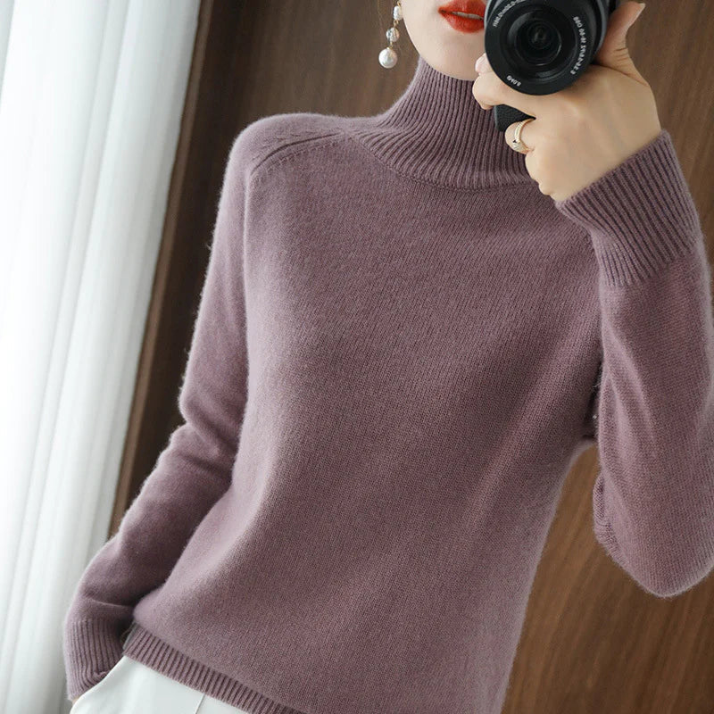 🔥Black-Friday-Mega-Angebot – 50 % Rabatt!🔥Einfarbiger Kaschmir-Strickpullover mit Rollkragen