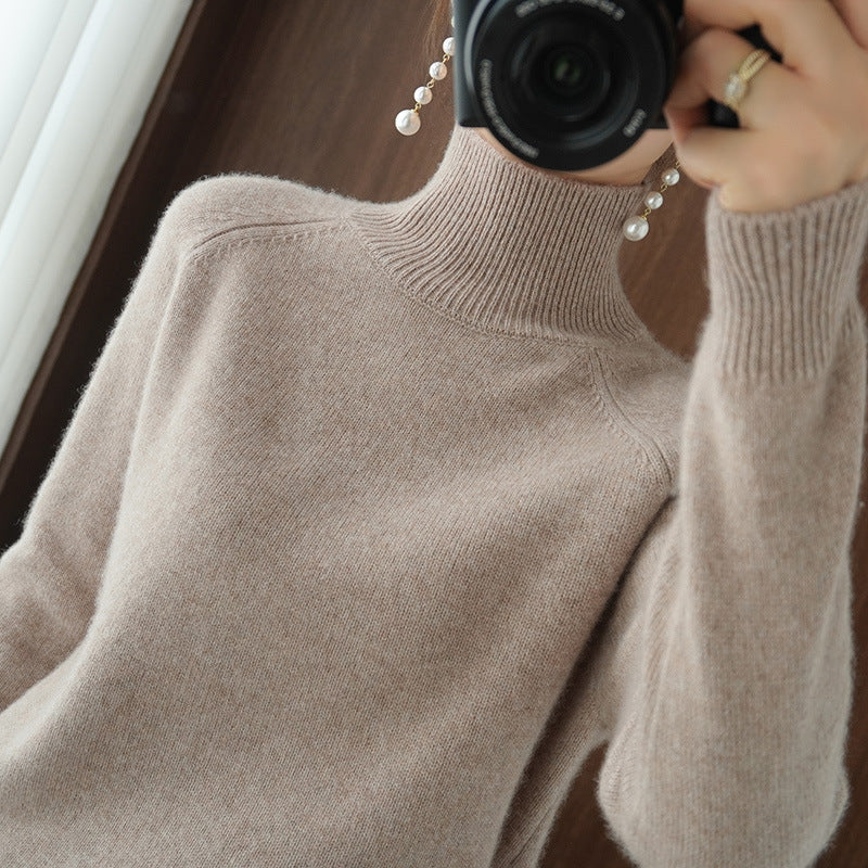 🔥Black-Friday-Mega-Angebot – 50 % Rabatt!🔥Einfarbiger Kaschmir-Strickpullover mit Rollkragen