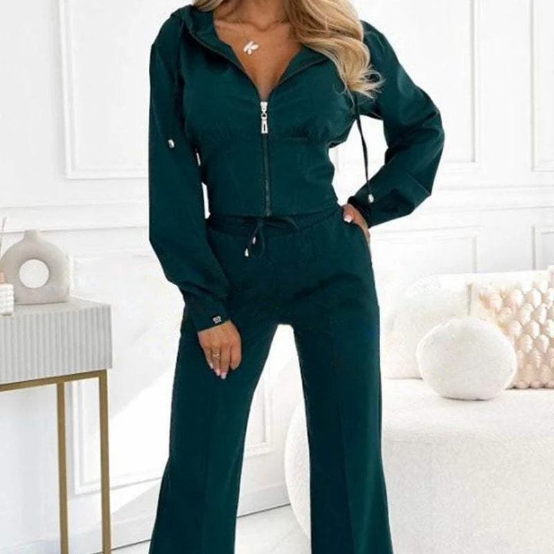 ✨Damen 2-teiliges Full Zip-Up Trainingsanzug-Set!