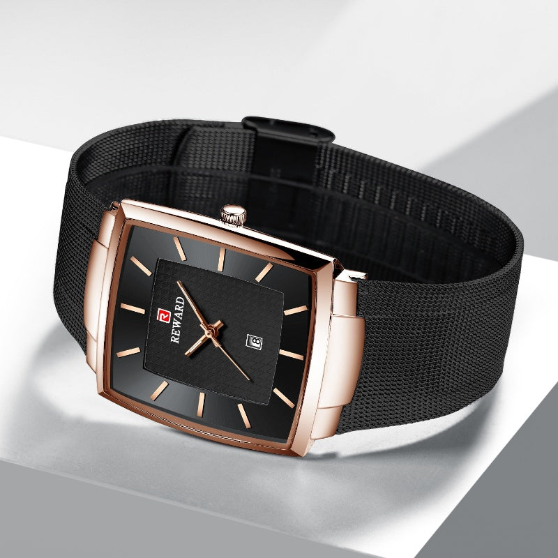 🔥Black-Friday-Mega-Angebot – 50 % Rabatt!🔥Herren Quarzarmbanduhr mit eckigem Mesh-Armband, ultraflach