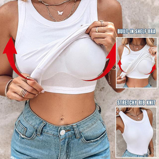 ⏳Begrenzte Zeit 50% Rabatt💥Geripptes Tanktop mit BH für Damen