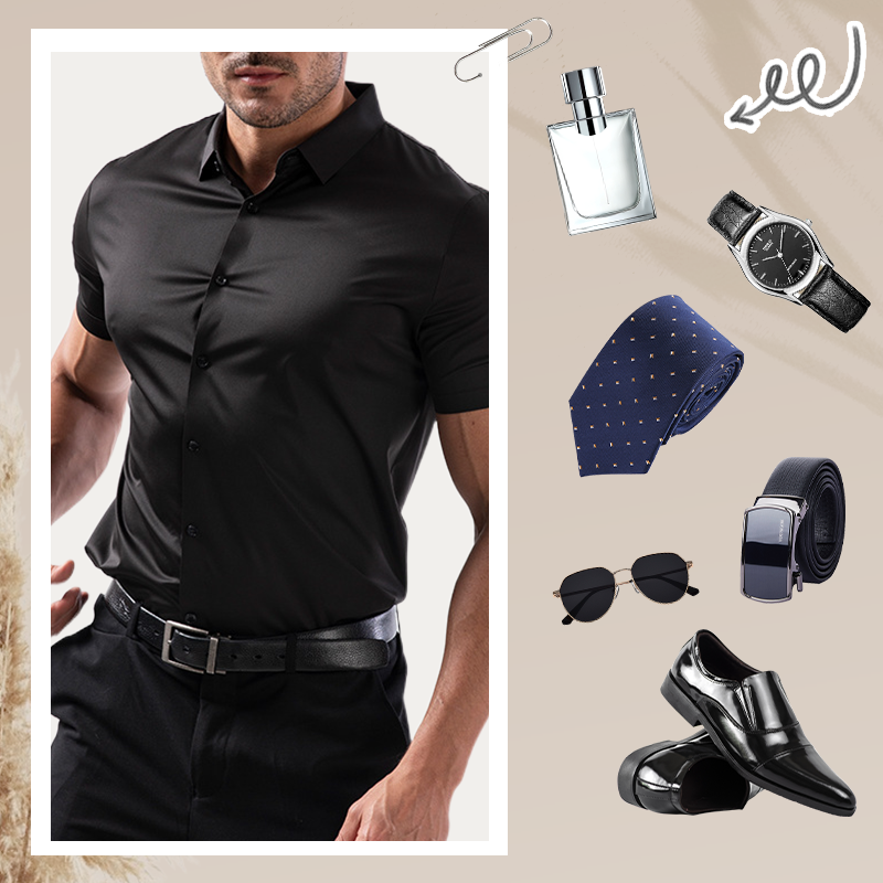 👔💨 Herren Kurzarmhemd – 4-Wege-Stretch, Bügelfrei & Knitterresistent, Modern & Bequem📦Kostenloser Versand🔥