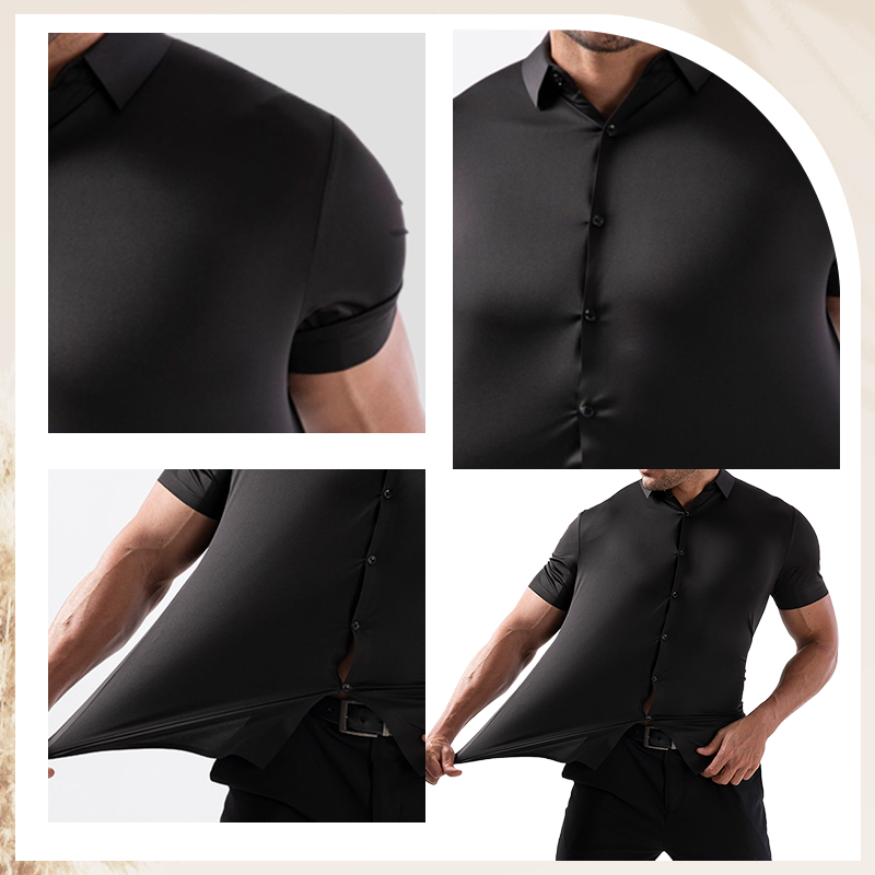 👔💨 Herren Kurzarmhemd – 4-Wege-Stretch, Bügelfrei & Knitterresistent, Modern & Bequem📦Kostenloser Versand🔥