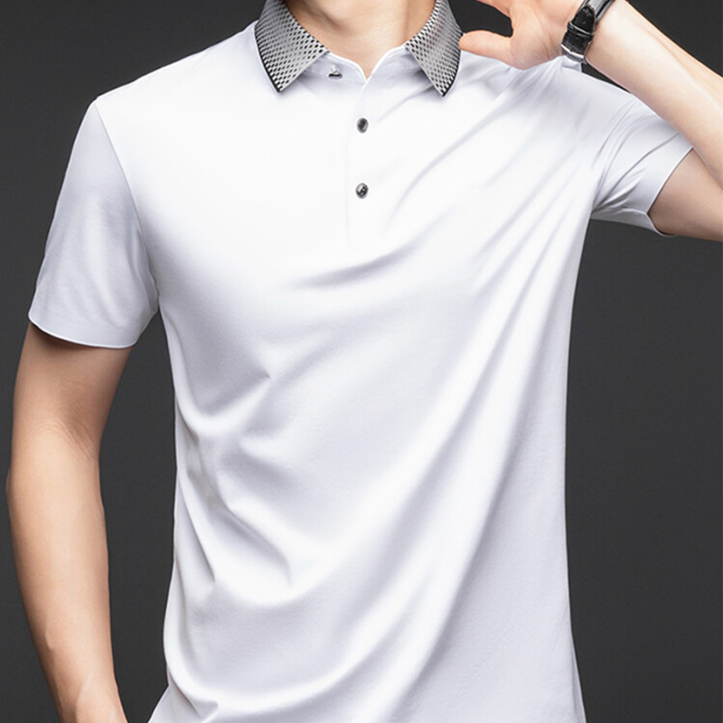 👔😎Herren T-Shirt mit kurzen Ärmeln und Hemdkragen im Business-Casual-Stil