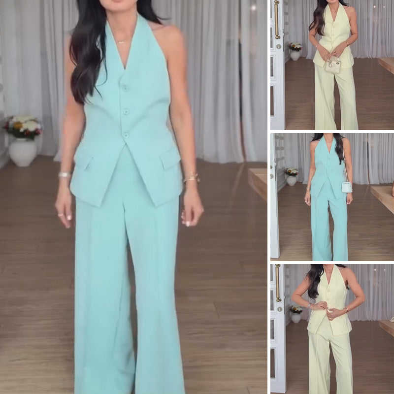 Damen Trägertop & Weitbeinige Hose Set