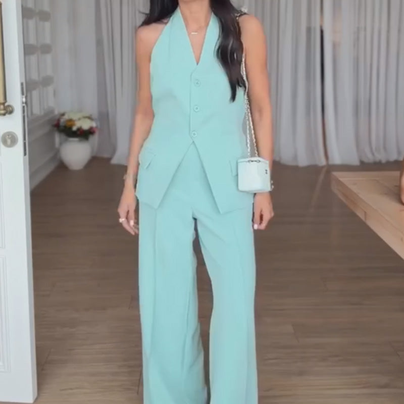 Damen Trägertop & Weitbeinige Hose Set