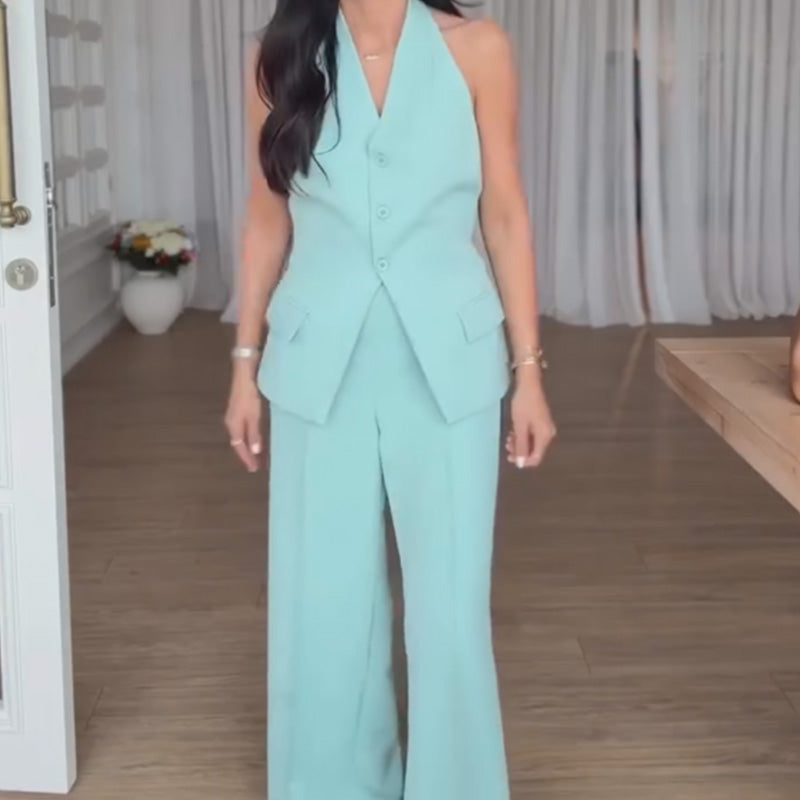 Damen Trägertop & Weitbeinige Hose Set