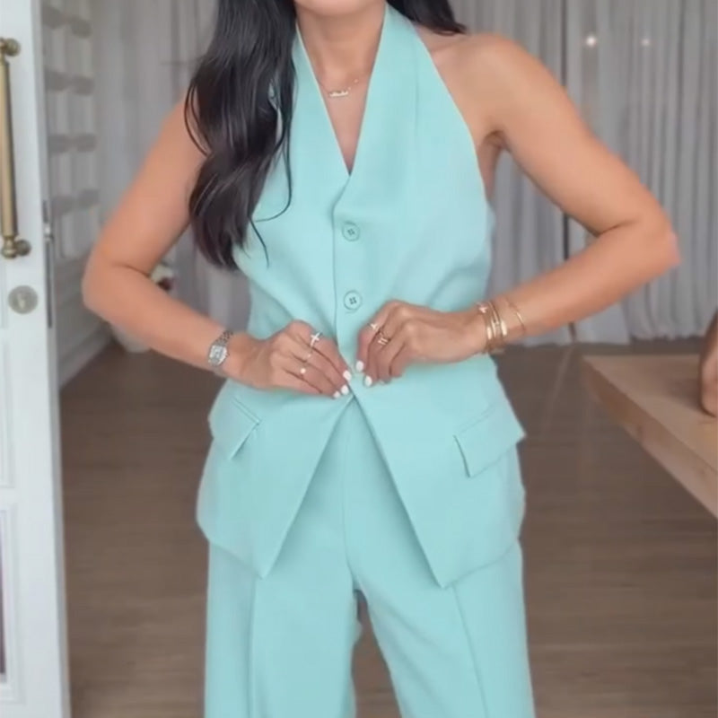 Damen Trägertop & Weitbeinige Hose Set