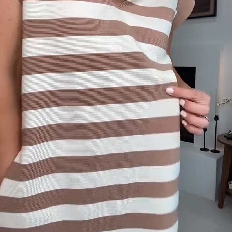 Damen ärmelloses Freizeitkleid mit Streifenmuster