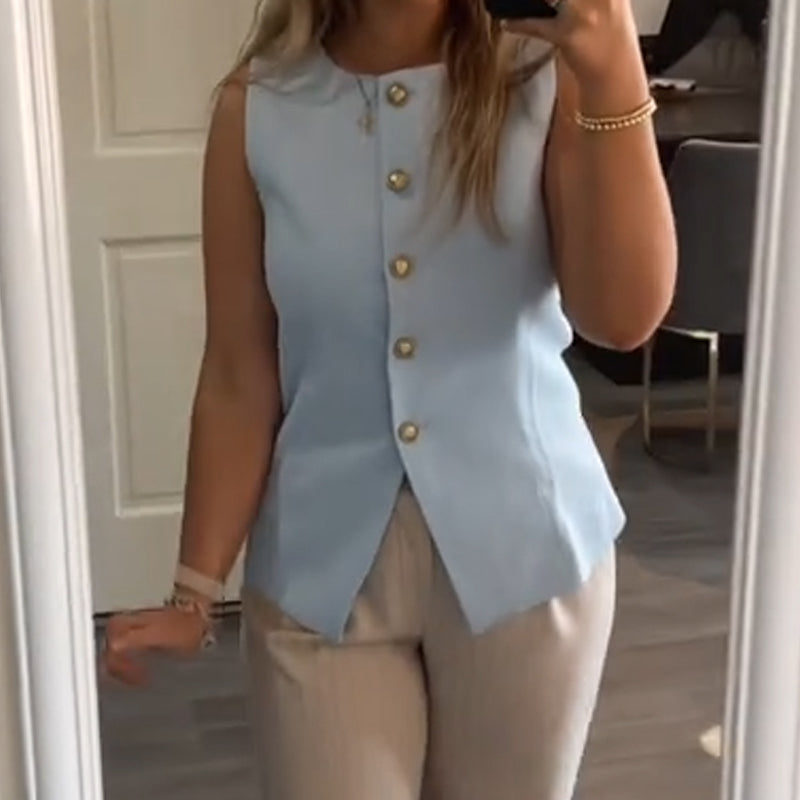 Anzugweste für Damen mit Rundhalsausschnitt und Knopfleiste