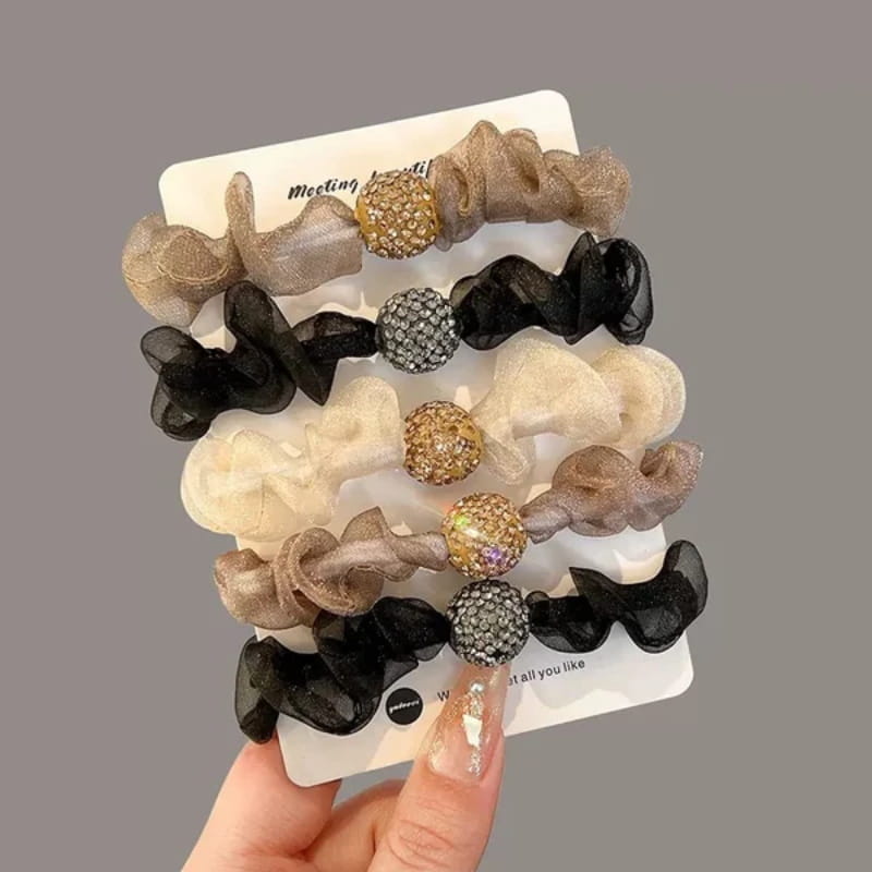 Elegante Strass-Steinchen Mesh Haargummis