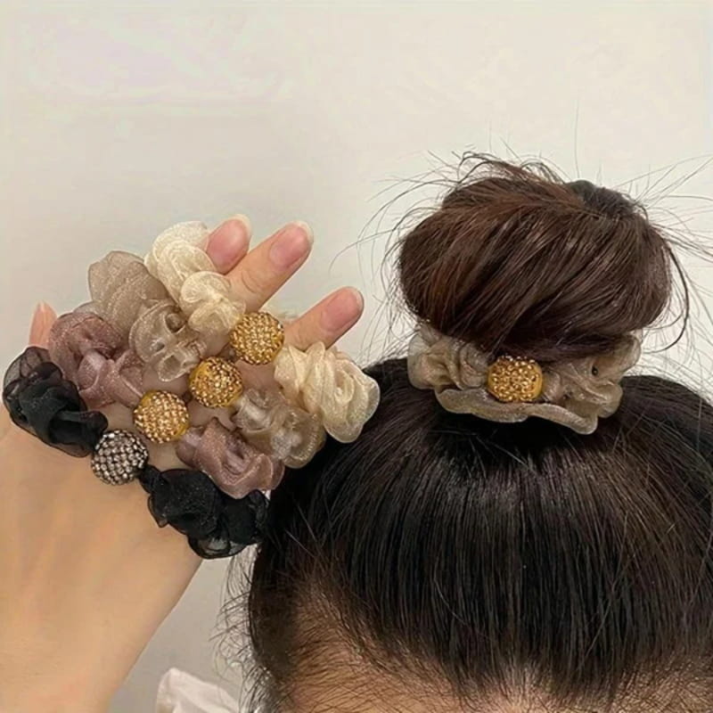 Elegante Strass-Steinchen Mesh Haargummis