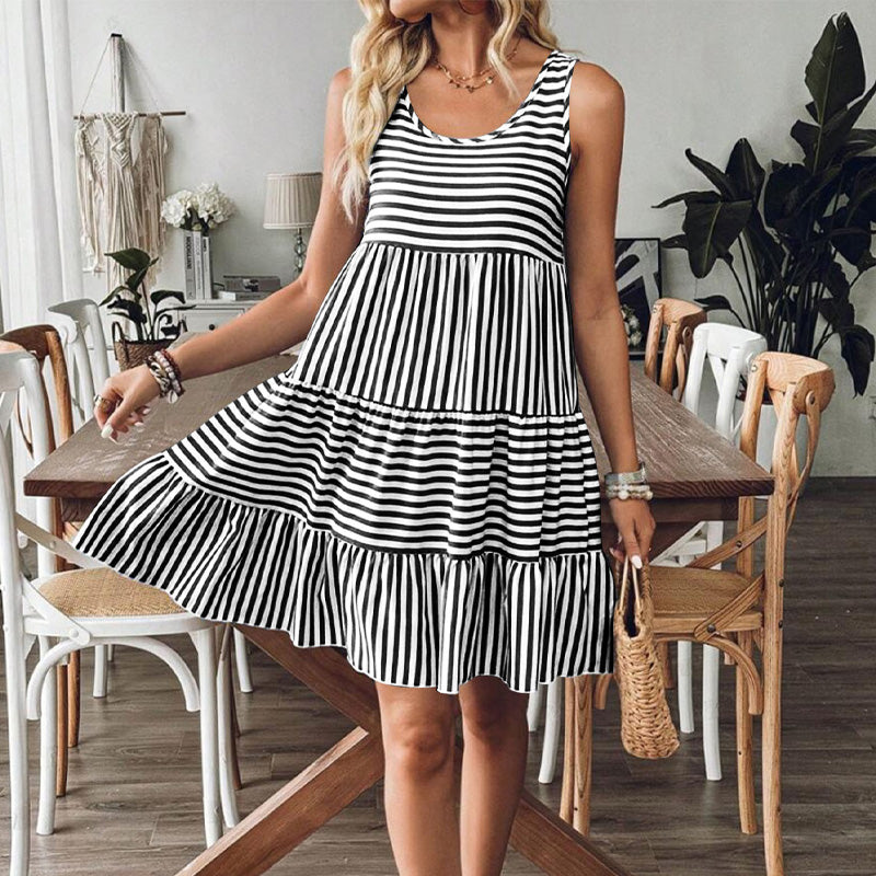 Damen ärmelloses Kleid mit Streifenmuster