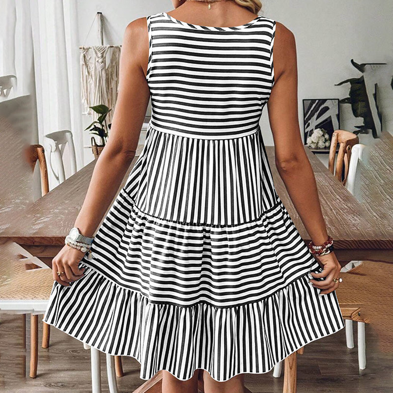 Damen ärmelloses Kleid mit Streifenmuster