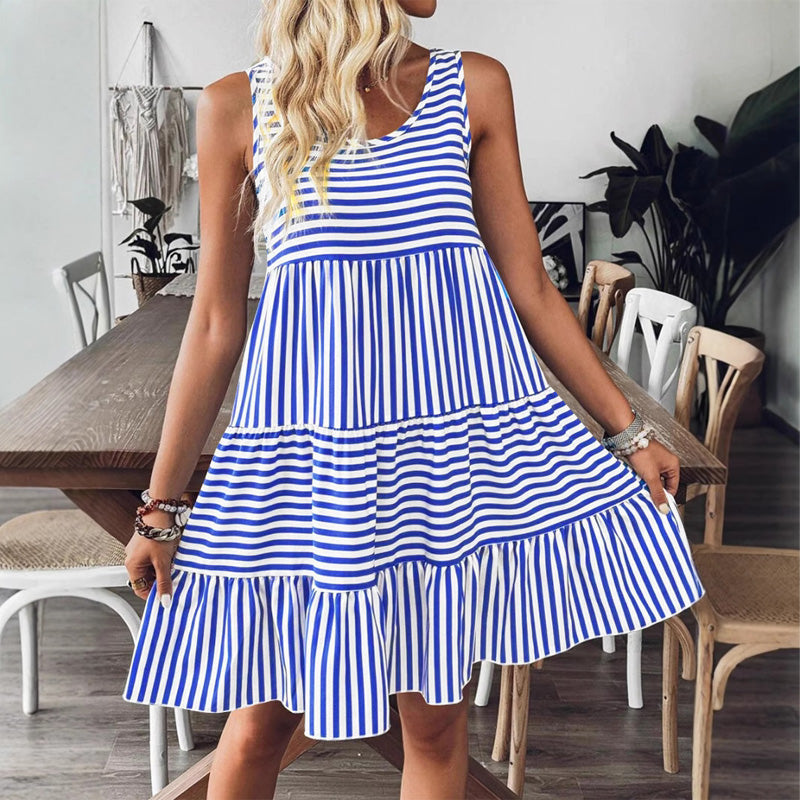 Damen ärmelloses Kleid mit Streifenmuster