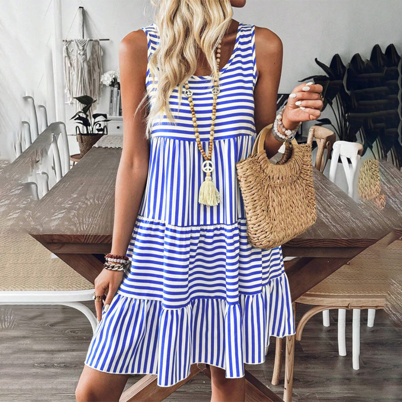 Damen ärmelloses Kleid mit Streifenmuster