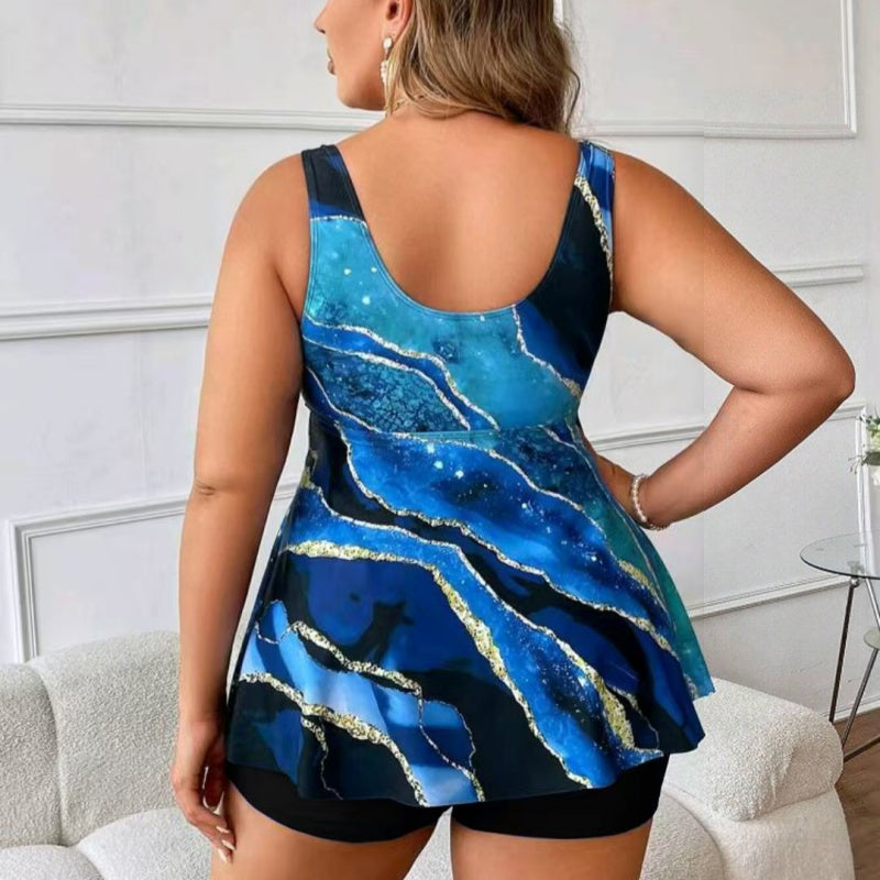 🏖️ Damen-Badeanzug zweiteilig mit Druck (Top + Shorts)