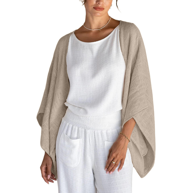 🍁Letzter Tag: 50% Rabatt✨Damen lockerer Cardigan mit 3/4-Ärmeln und offener Vorderseite