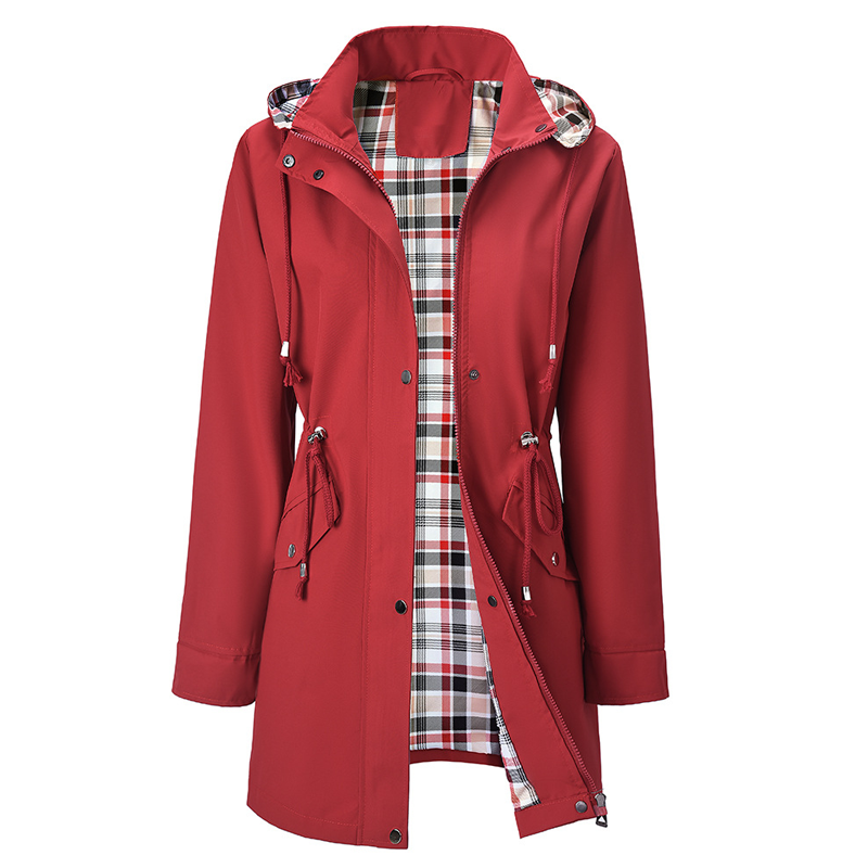 Damen Trenchcoat Neu – Wasserabweisende Übergangsjacke mit Kariertem Innenfutter, Elegante Herbstjacke