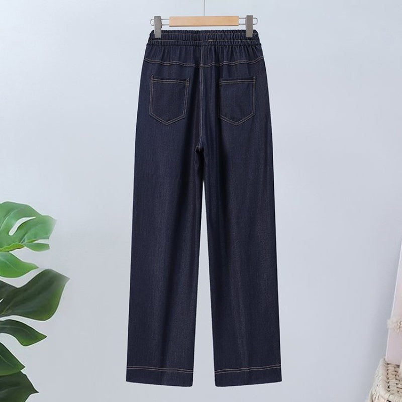 Hose mit geradem Bein und hoher Taille und Kordelzug