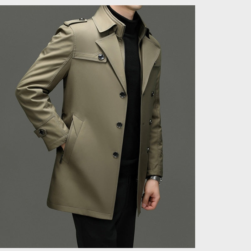 🔥Black-Friday-Mega-Angebot – 50 % Rabatt!🔥Mittellanger Trenchcoat für Herren mit herausnehmbarem Innenfutter