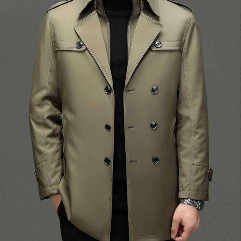 🔥Black-Friday-Mega-Angebot – 50 % Rabatt!🔥Mittellanger Trenchcoat für Herren mit herausnehmbarem Innenfutter
