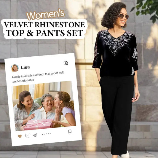 Damen Samt-Zweiteiler mit 3/4-Ärmeln – Ideal für Herbst & Winter🍂