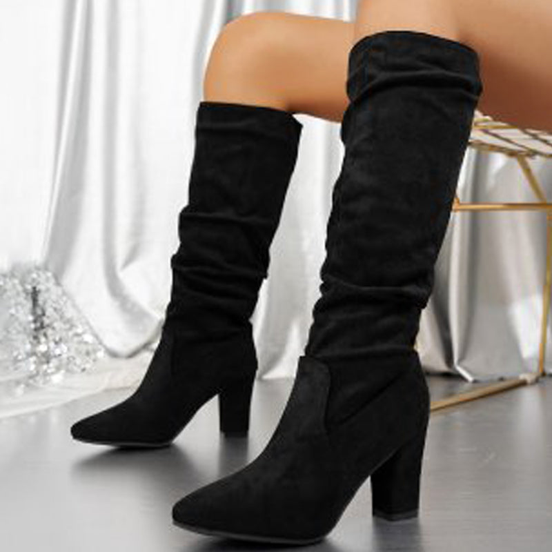 🔥Black-Friday-Mega-Angebot – 50 % Rabatt!🔥Damen stilvolle einfarbige Stiefel mit hohem Absatz